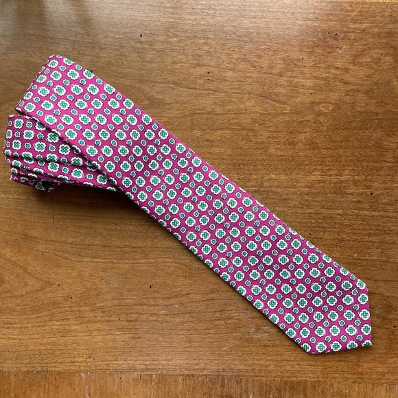 Polo Ralph Lauren Silk Medallion Pink and Green Patterned Tie NWT 3.25” X 57.5” - Picture 1 of 8